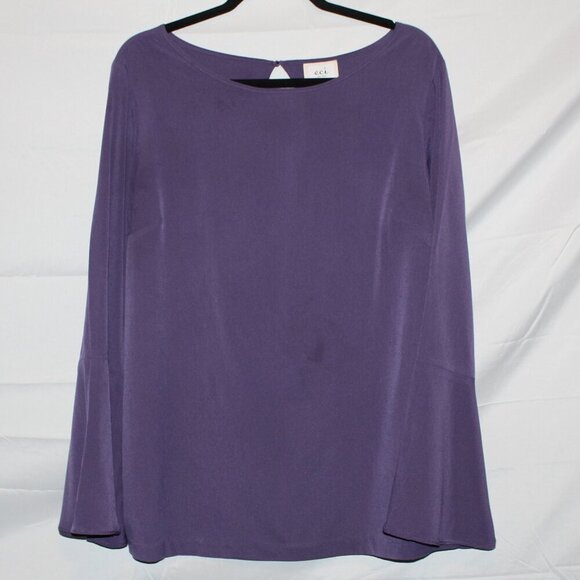 ECI, Long Sleeve Bell Cuff Blouse, XL, Purple Eggplant, Polyester, Lightly Used - Picture 3 of 7